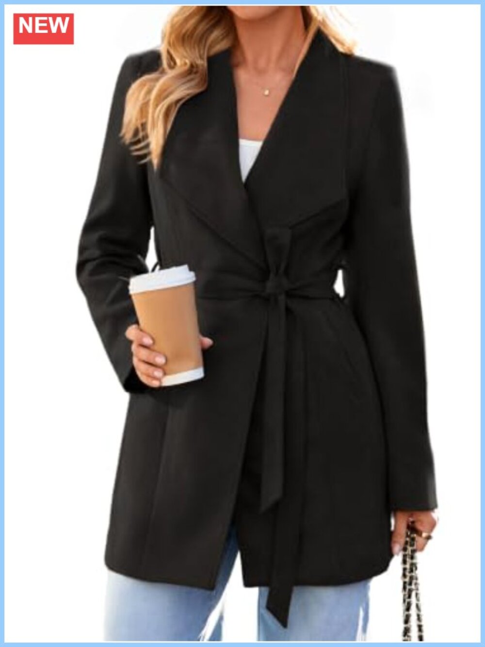 Faux Suede Trench Coat Tie Waist Lapel Open Front Casual Fall Outerwear